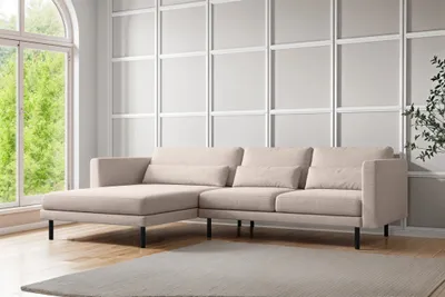Produktbild von Ecksofa Designersofa AGADA in Stoff Verita Braun Ottomane Links