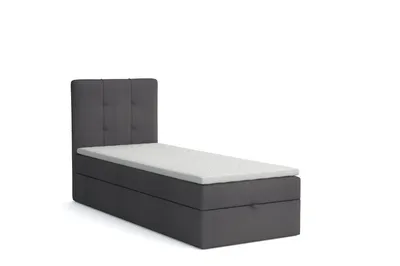 Produktbild von MR GROUP Boxspringbett NAPOLI 70 x 200 cm Kinderbett, Jugendbett, Einzelbetten, Bett mit Stauraum, Polsterbett Matratze Topper H3,  dunkelgrau