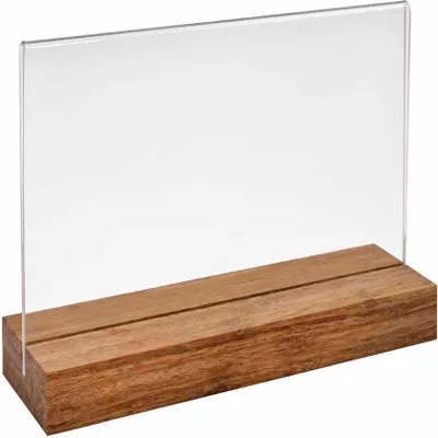 Produktbild von Doppelseitiger Tischkartenhalter DIN A5 Quer mit Fuß aus dunklem Bambus / Werbeaufsteller / Menükartenhalter / Bildhalter / Tischaufsteller / Holz / Gastronomie - Zeigis®