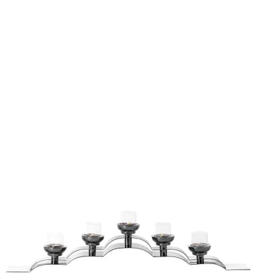 Productafbeelding van Fink NUVOLA, kroonluchter, 5 lichtpunten, roestvrij staal, verchroomd, glas, glad, zilverkleurig, lengte 9 cm, breedte 80 cm, hoogte 19,5 cm, artikelnummer 143062