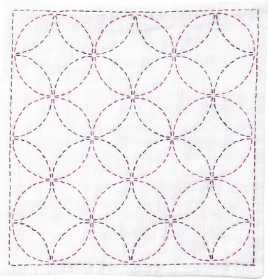 Obrázek produktu pro Balíček výšivek Olympus Sashiko "Handkerchief iine Shippou-Tsunagi", potištěná látka, 20x20cm, originál z Japonska