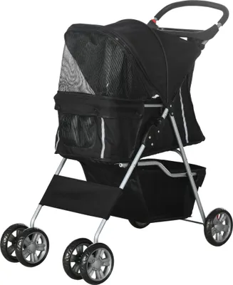 Produktbild von Hundewagen klappbar mit Becherhalter Sonnendach Schwarz