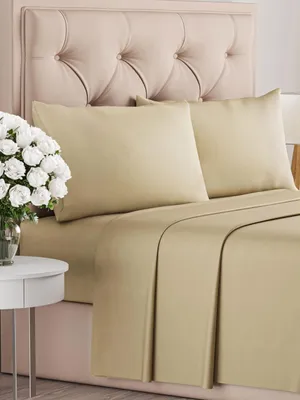 Productafbeelding van 4-delige Beddengoedset Beige voor eenpersoonsbed