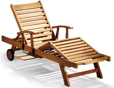 Teako Design Gartenliege Foggia aus Teakholz – Massivholzliege mit Armlehnen, verstellbar & nachhaltig