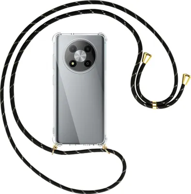 Produktbild von Handykette Backcover-Schutzhülle mit Band (Metall goldfarben) für ZTE Blade A73 5G (6.52'') - schwarz/gold