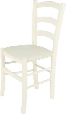 Produktbild von t m c s Tommychairs - Stuhl VENICE für Küche und Esszimmer, robuste Struktur aus lackiertem Buchenholz in Anilinfarbe Weiss und gepolsterte Sitzfläche mit STOFF in der Farbe Elfenbein bezogen