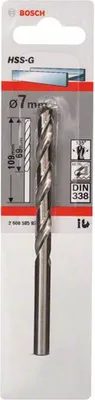 Immagine prodotto di Punta per metallo HSS-G, DIN 338, 7 x 69 x 109 mm, confezione da 1 pz