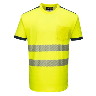 Produktbild von Portwest T181 PW3 Hi-vis T-Shirt, kurzarm Yellow/Navy Gr. L