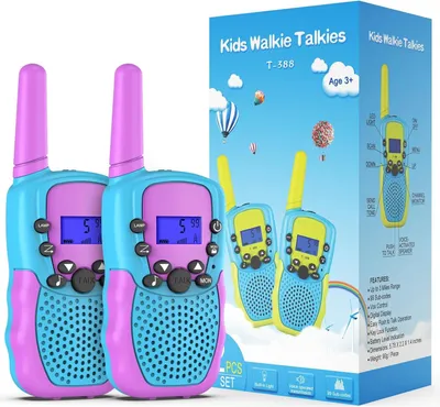 Produktbild von Kearui T-388 Walkie Talkies 3-12 Jahre 8 Kanal Funkgerät mit VOX Funktion LED-Taschenlampe (Blau-Violett)