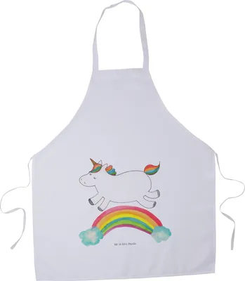 Produktbild von Mr. & Mrs. Panda Grillmeister Schürze Einhorn Regenbogen - Weiß - Geschenk, Vorbinder, Koch, Einhornautobahn, Kochschürze, Küchenzubehör, Glitzer, Unicorn, Grill