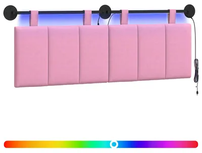 Produktbild von vidaXL Hängendes Kopfteil Mit LED Licht Rosa Stoff
