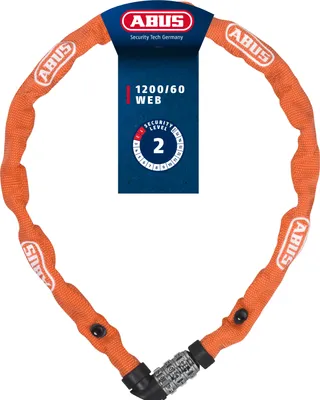 Immagine prodotto di Lucchetto a catena ABUS 1200 Web - Lucchetto con combinazione a 3 cifre - Catena in acciaio temprato - Lucchetto per bici leggero con colori a scelta - Accessori per bici - 60 cm - Arancione