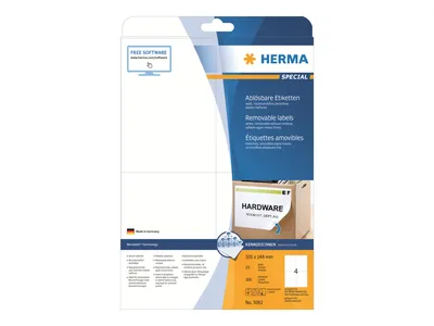 Obrázek produktu pro HERMA Special - papír - matný - samolepicí, odnímatelné lepidlo - bílý - A6 (105 x 148 mm)