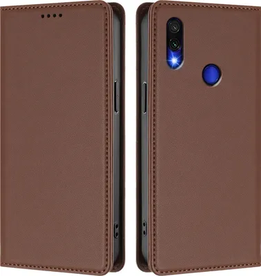 Produktbild von Handyhülle für Xiaomi Redmi Note 7/Note 7 Pro, Kunstleder Klapphülle Stoßfeste Magnetische Hülle mit Ständer Braun
