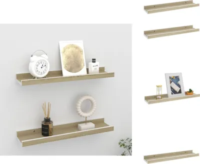 Produktbild von vidaXL Wandregale 2 Stk. Weiß und Sonoma-Eiche 40x9x3 cm -  Wandregale