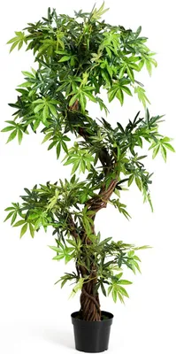 Produktbild von COSTWAY Kunstpflanze Deko, Dekopflanze Gruen, Zimmerpflanze Kuenstlich, Kunstbaum mit Echtholzstamm, 160cm