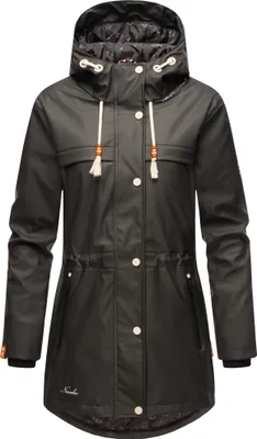 Produktbild von Navahoo Rainy Forest Damen Regenmantel mit Kapuze Wasserdicht Regenjacke Übergangsjacke Outdoor Mantel Schwarz Gr. 38 - M