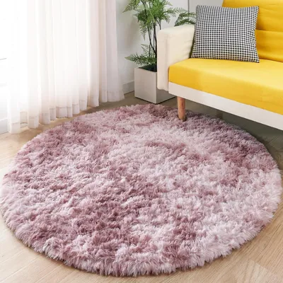 Obrázek produktu pro Kulatý plyšový koberec, rozměry 120 x 120 cm, barva: lila-růžová