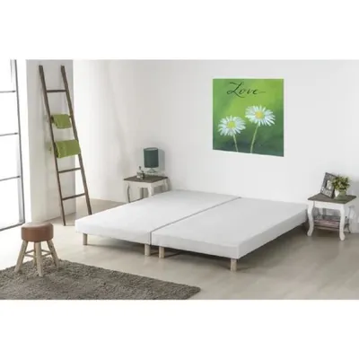 Image de Sommier à lattes x 2 - 180 x 200 - Bois massif blanc + pieds - FINLANDEK Rakenne