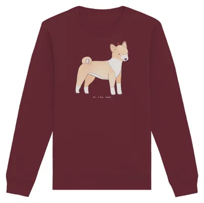 Produktbild von Mr. & Mrs. Panda Bio Baumwoll Pullover Basenji Moment Größe XS - Burgundy - Geschenk, Pulli, Kongo-Terrier, Sweatshirt, Sweater