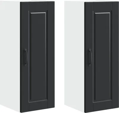 Immagine prodotto di vidaXL Armadio da parete PORTO, 2 pezzi, nero, 30 x 31 x 80 cm, materiale a base di legno