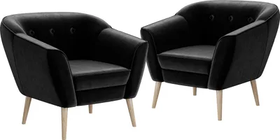 Produktbild von MEBLINI Sofa Sessel für Wohnzimmer 2er Set - Mini Lounge für zwei Personen - Sitzgarnitur - Polstergarnitur - DORIS - 1+1 - Schwarz Samt