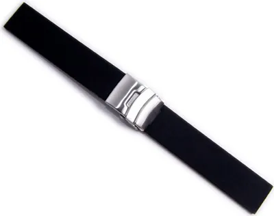Produktbild von Minott Rubber Ersatzband Uhrenarmband Silikon Band schwarz Wasserfest 20975S, Stegbreite:18mm