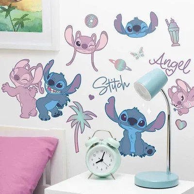 Obrázok produktu pre Paladone Stitch And Angel nástenné vinyly 44x23 cm ružová Pink One Size