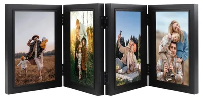 Klappbare Fotoliste für 4 Fotos 10x15 cm MDF Schwarz