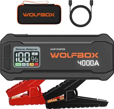 Obrázek produktu pro Přenosné startovací zařízení, kapacita 24000 mAh, podporuje benzínové motory 8 l, podporuje dieselové motory 6 l, jednorázové rychlé nabíjení, LED displej
