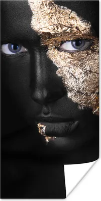 Produktbild von MuchoWow® Poster Frau - Gold - Schwarz und Gold 20x40 cm - Plakat - Foto