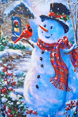 Imagen del producto de Manta suave de microfibra, 150x200 cm, con diseño de muñeco de nieve y bayas