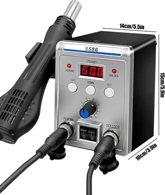 Produktbild von Lötstation 2-in-1 - Modell 8586D - Digitales Display - Heißluftgebläse und Lötkolben - 700 W - 220 V AC