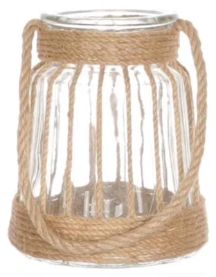 Imagen del producto de Linterna decorativa Hbx Natural Living, con asa, diámetro 15 cm, altura 17 cm
