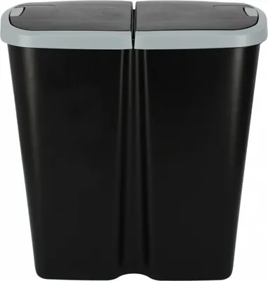 Produktbild von Abfallbehälter Prosperplast COMPACTA Q DUO, 45 l schwarz mit hellgrauem Deckel