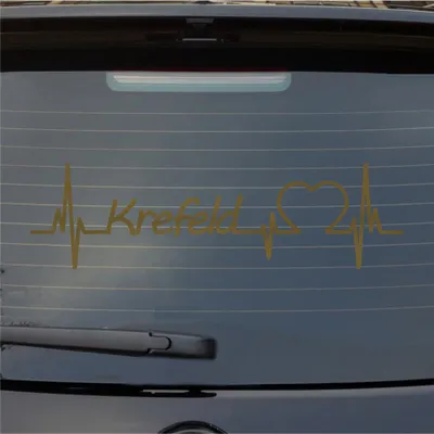 Produktbild von Heckscheibenaufkleber Krefeld Herzschlag Puls Stadt Liebe 55x16 cm Gold Auto Aufkleber Sticker