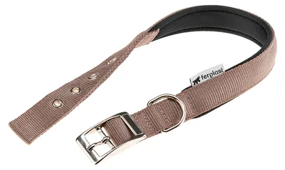Produktbild von Ferplast Hundehalsband, Größe M, gepolstertes Nylon, verstellbare Metallschnalle, Braun, Halsumfang 41–49 cm