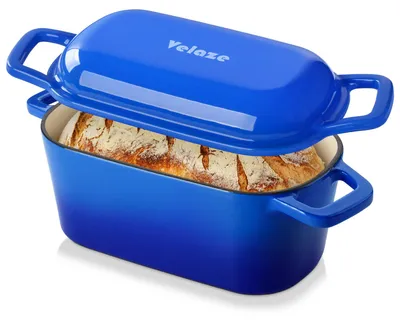 Gusseiserner Brottopf mit Deckel, emailliert, Blau, 3,6 Quart