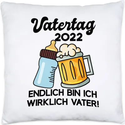 Produktbild von Vatertag 2022 Kissen inkl. Füllung Papa Geschenk Lustig Spruch Herrentag Endlich bin ich wirklich Vater