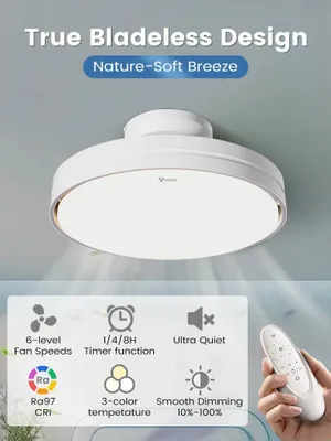 Immagine prodotto di Ventilatore a soffitto senza pale – Ventilatore a soffitto LED con illuminazione dimmerabile e telecomando