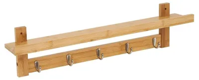 Produktbild von DRW Regal mit 5 Haken aus Holz und Metall in Natur