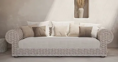 Produktbild von Casa Padrino Luxus 3er Gartensofa Creme / Beige / Weiß / Braun 258 cm