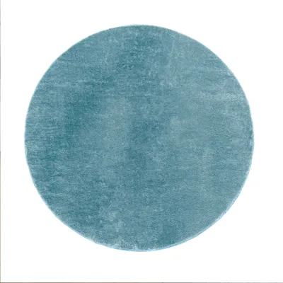 Produktbild von Waschbarer Teppich Wohnzimmer Kurzflor Einfarbiger Moderner Stil Weich blau Türkis Grösse 80 cm Rund