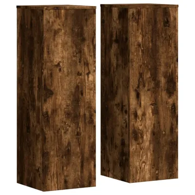 Obrázek produktu pro Stojany na rostliny 2 ks kouřový dub 33 x 33 x 100 cm kompozit