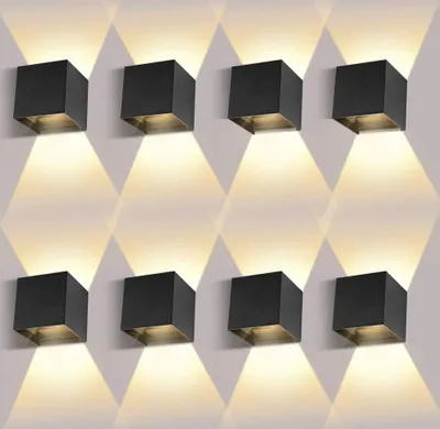 Produktbild von 8 Stücke 12W LED Wandleuchte Innen/Außen Wandlampe LED Auf und ab Einstellbarer Lichtstrahl 2700-3000K Warmweiß Außenwandleuchte IP65 Wasserdicht