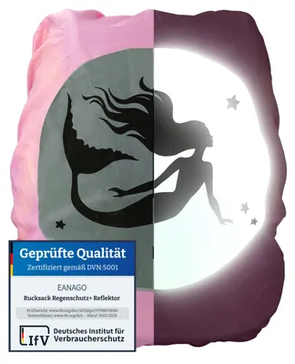 Produktbild von EANAGO® Rucksack Regenschutz Regenhülle wasserdicht Reflektor Schulranzen – Pink_meerjungfrau