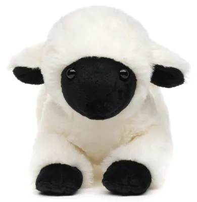 Produktbild von Uni-Toys - Lamm schwarz-weiß, liegend - 21 cm (Länge) - Plüsch-Schaf - Plüschtier, Kuscheltier – Lamm, Liegend (Schwarz-weiß)