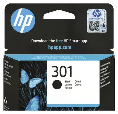 Produktbild von HP 301 Schwarz Original Druckerpatrone, Standardertrag, Schwarz, Tinte auf Pigmentbasis, 3 ml, 1 Stück(e), 170 Seiten