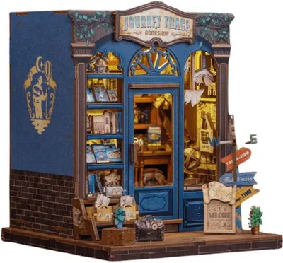 Obrázok produktu pre Habarri | DIY Book Nook - Dvere do sveta cestovania - Puzzle 3D - Miniatúrny Domček s Nábytkom a LED Osvetlením