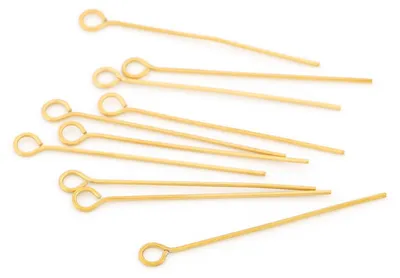Produktbild von Vintageparts Ösenstifte 304 Edelstahl Gold PVD 40 mm, 10 Stück